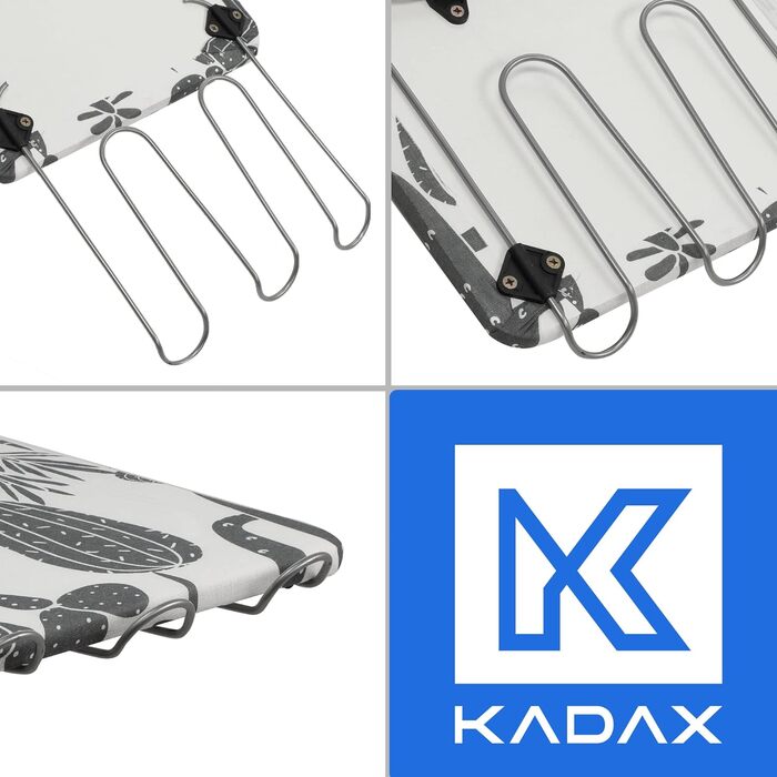 KADAX прасувальна дошка з регулюванням висоти, сталева, 100x30 см, складна, з чохлом, протиковзкі ніжки, для прасування парою, біло-сіра