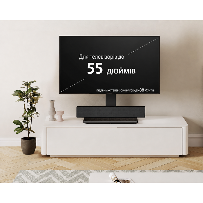 Підставка для телевізора FITUEYES 27-55'' LCD LED OLED Plasma, регульована висота, VESA 400x400 мм, до 40 кг, для плоских і вигнутих екранів