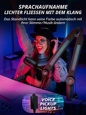 Універсальний пантограф для мікрофона YOUSHARES з RGB-підсвіткою, сумісний з HyperX QuadCast S/2S, Blue Yeti, Rode PodMic, Razer Seiren V3 Mini для стрімінгу, геймінгу та подкастингу
