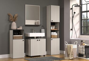 Тумба під умивальник на колесах PureBliss від trendteam smart living, 2 відкриті полиці, стійка до подряпин, світло-сірий кашемір (80x64x42 см)
