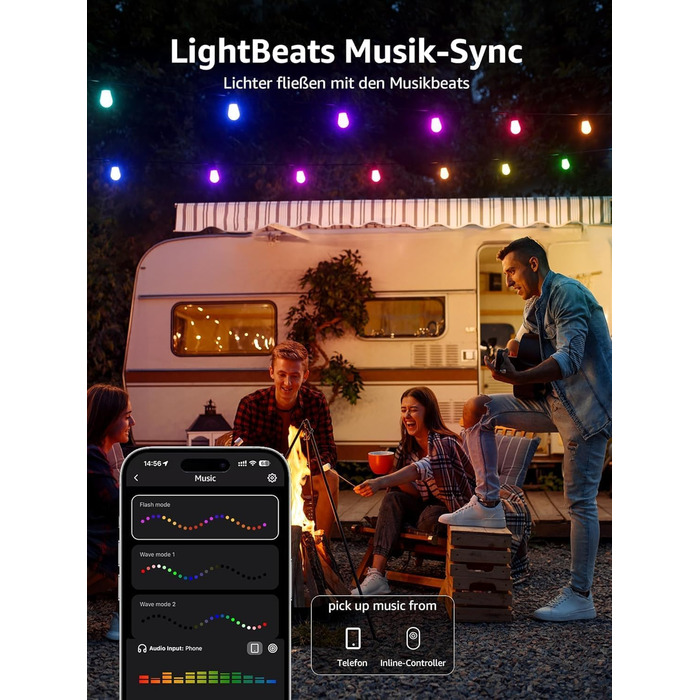 Lepro LED гірлянда для зовнішнього використання 30м, RGB+тепле біле світло, Wi-Fi, керування через додаток, сумісна з Alexa/Google, IP65, AI-дизайнер світла, 30 LED, без пульта