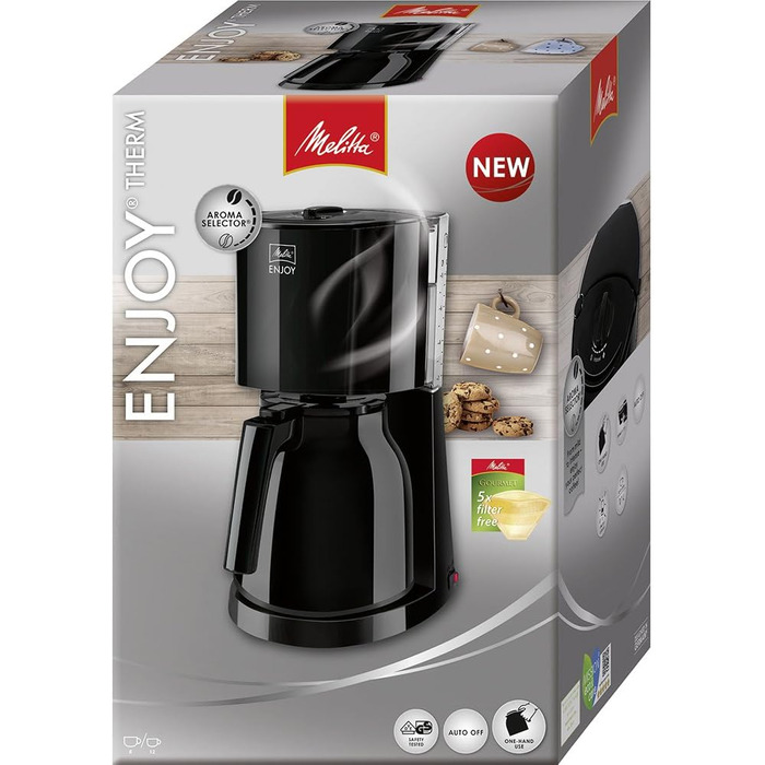Кавоварка Melitta Enjoy Therm з термокувшином, антикрапельна, 8 чашок, чорна