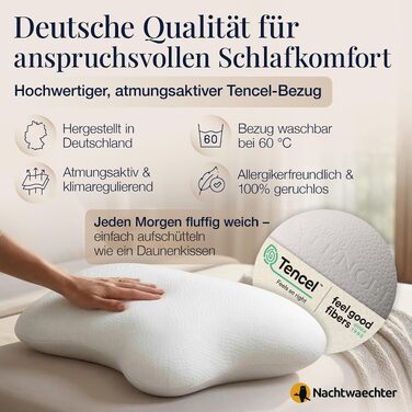 Подушка для сну Nachtwaechter LINA для людей з апное та користувачів CPAP-терапії, спеціальна подушка для сну на боці