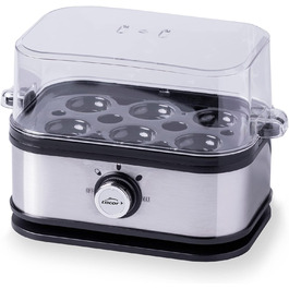 Електричний яйцеварка Lacor SIX OVUM з нержавіючої сталі 18/10, BPA Free, 6 яєць, 3 режими варіння, автоматичне вимкнення, сіра
