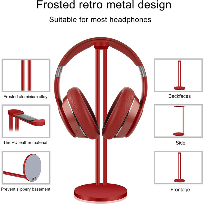 Підставка для навушників Geekria, сумісна з Bose QC35II, QC35, QC25, Sony WH-1000XM3, WH-1000XM4, ATH, AKG, тримач для гарнітури, червоний