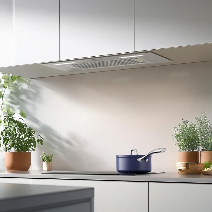 Вбудована витяжка CIARRA CBCB6926A A+++ 60 см, продуктивність 704 м³/год, LED-підсвітка, режим рециркуляції та відведення, нержавіюча сталь, срібляста
