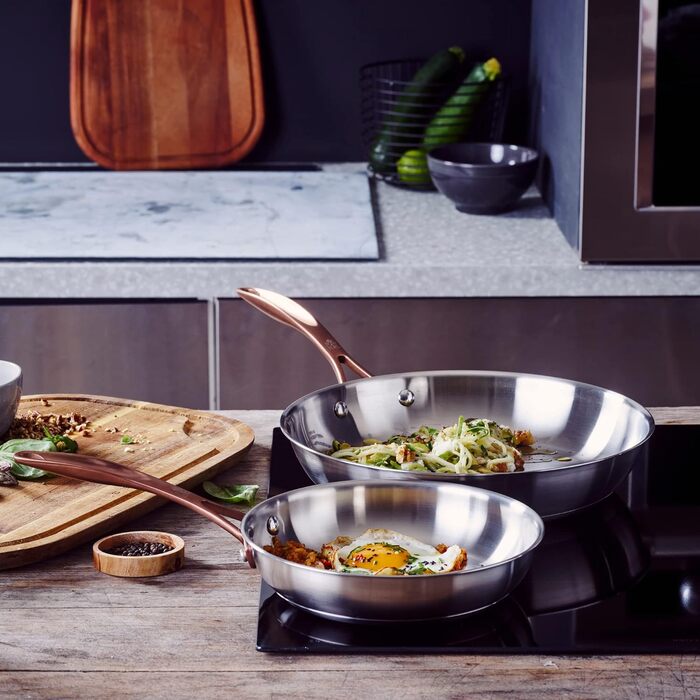 Набір сковорідок BK Cookware Rose, 2 шт, нержавіюча сталь, 24/28 см, сріблястий