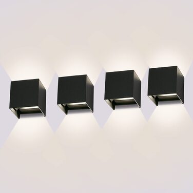 Набір настінних LED світильників ledmo (8 шт), 12W, теплий білий 2700-3000K, двосвітний (вгору-вниз), чорний матовий, IP65 вологозахищені для дому та вулиці