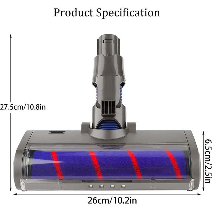 М'яка насадка-щітка для підлоги з валиками для пилососів Dyson V6, DC58, DC59, DC61, DC62, DC74, аксесуар для акумуляторного пилососа