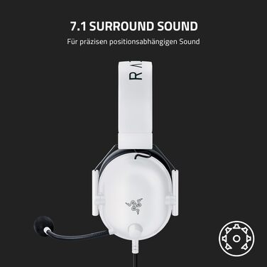 Ігрова гарнітура Razer BlackShark V2 X White — дротова навушники для кіберспорту, 7.1 Surround Sound, 50мм Triforce драйвери, мікрофон HyperClear Cardioid, білий колір