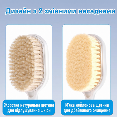 Wiseten Щітка для душу з довгою ручкою 2-в-1, змінними насадками для тіла, для жінок, чоловіків та літніх людей
