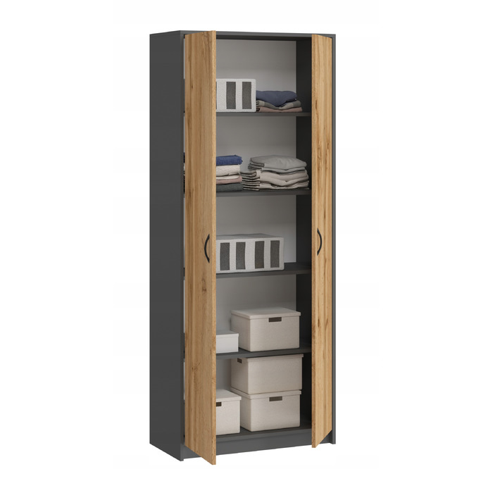 Стелаж SaraMeble 75 x 180 x 35 см, антрацит, дуб вотан, графіт