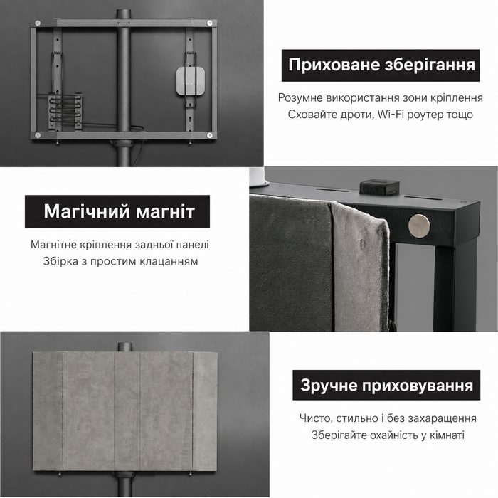 Підставка для телевізора FITUEYES Design 55-78 дюймів, дерев'яна, регульована по висоті, поворотна, у стилі мольберта, з кабель-менеджментом, біла