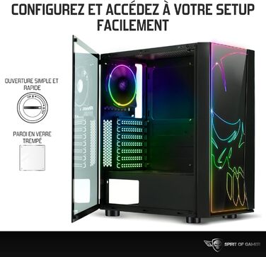 Корпус для ПК SPIRIT OF GAMER Ghost One RGB з гартованим склом, 60 режимів підсвітки, 2 адресовані 120 мм вентилятори, сумісний з Aura/MSI