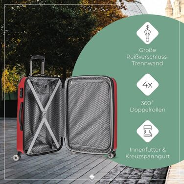 Валіза Travelite City L, 77 см, об'єм 113-124 л, великий дорожній кофер-тролей, червоний