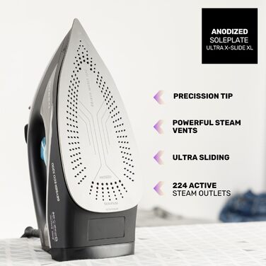 Праска Geyser Eco 3200: 3200 Вт, підошва Ultra X-Slide, 220 г/хв, антиналіт, захист від протікання, самоочищення, ECO-режим