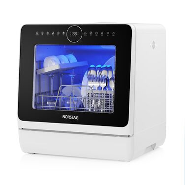 Посудомийна машина Mini Dishwasher портативна настільна з 10 програмами, баком 5л, на 3 комплекти, сенсорним керуванням, LED дисплеєм, захистом від переливу для квартири, кемпінгу (клас енергоефективності D)