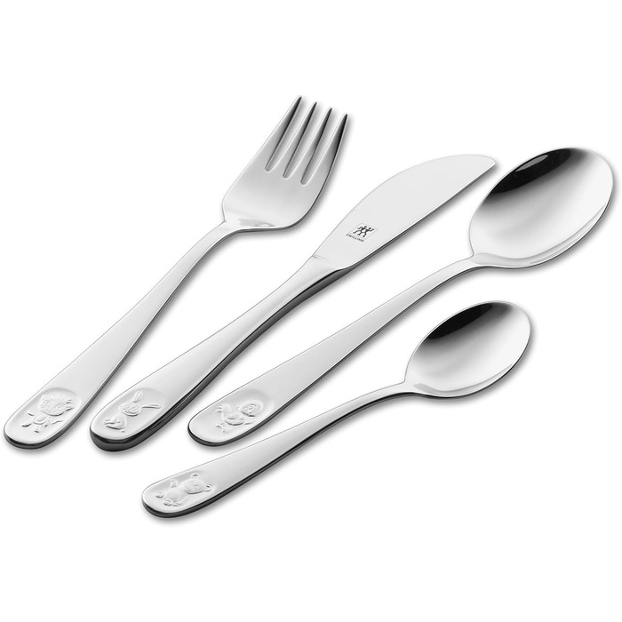 Набір дитячого посуду ZWILLING Kinderbesteck-Set, 4 предмети, з мотивами лицарів, для дітей від 3 років, нержавіюча сталь 18/10, сріблястий, без пластикової упаковки