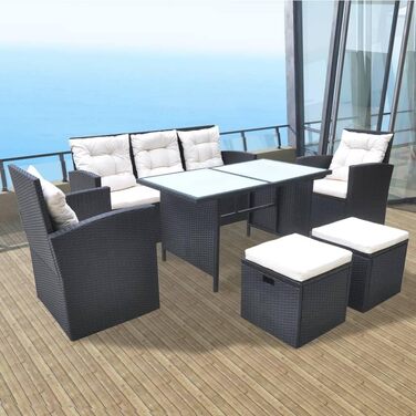 Комплект садових меблів Garten-Lounge 6-TLG з подушками, полиротанг, чорний