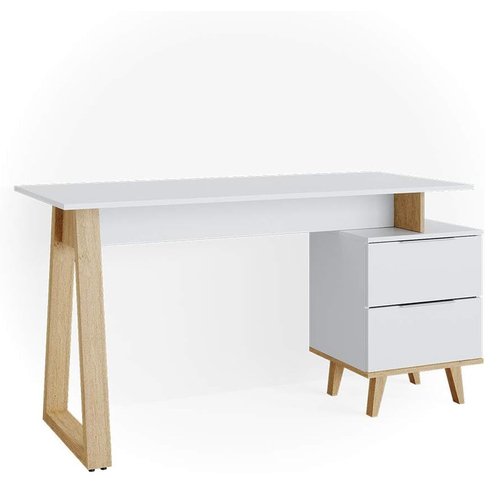 Письмовий стіл Vicco Nautica, білий/дуб, 138x60 см, з шухлядами, Г-подібний