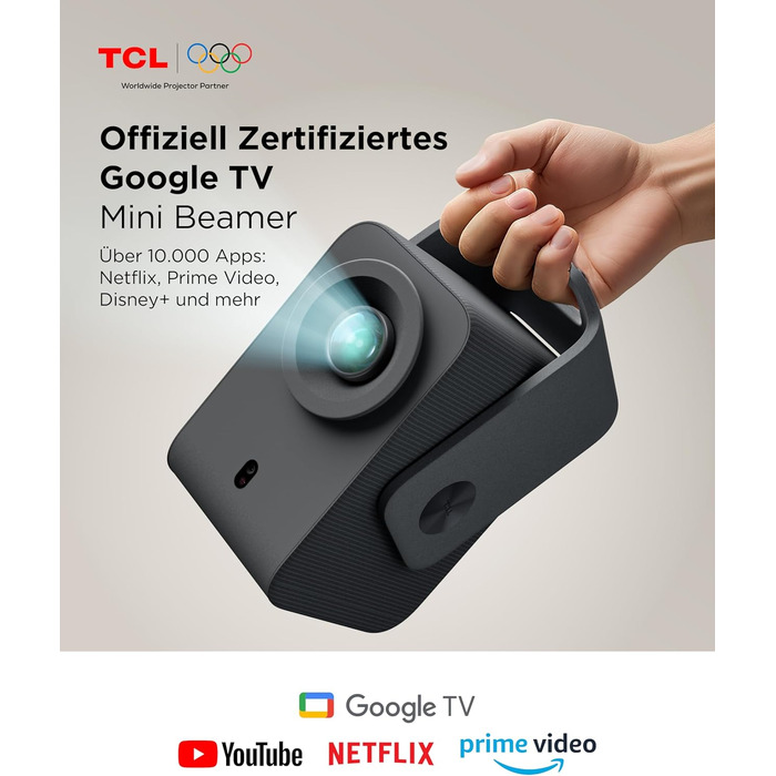 TCL C1 Smart Mini Beamer 4K: Проектор з Google TV, Netflix, Wi-Fi, Bluetooth, Автофокус, Keystone, Dolby Audio 8W