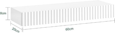 Настінна полиця з шухлядою та LED-підсвіткою SoBuy, біла, 60x20x8 см, для спальні, коридору, вітальні FHK38-W