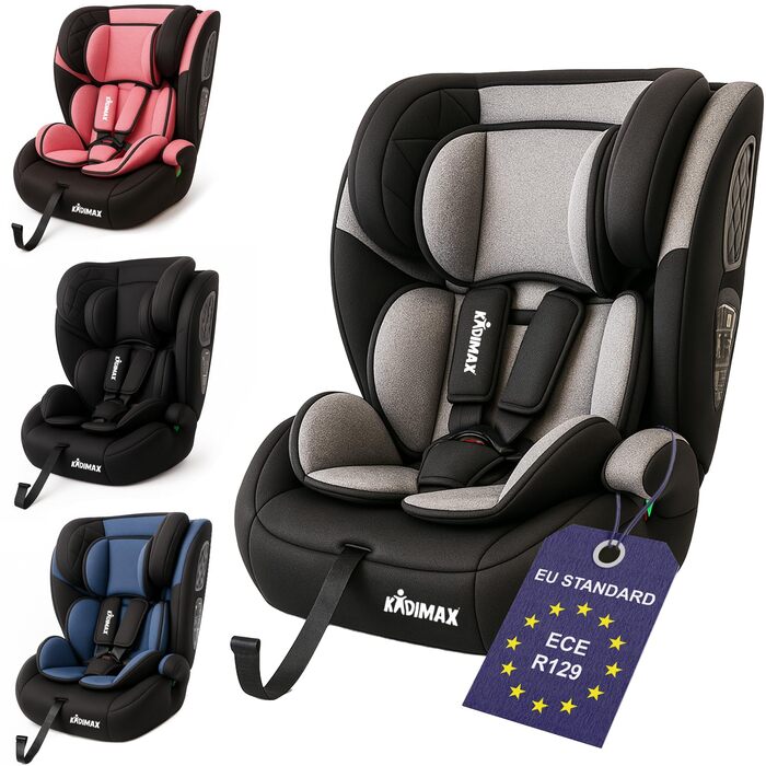 Автокрісло i-Size 9-36 кг, 15 місяців - 12 років, ECE R129/03, Група 1/2/3, регульована підголовник, сіре