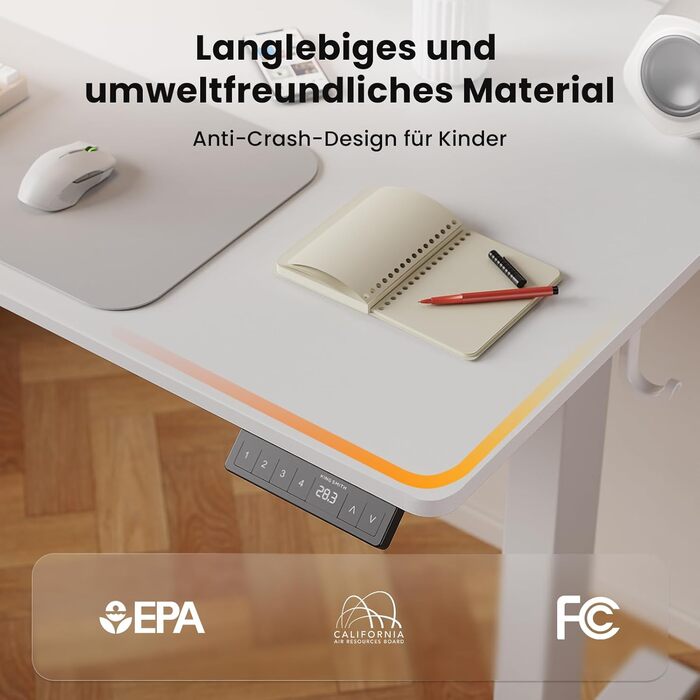 Регульований стіл WALKINGDESK для дому та офісу: електричний, з пам'яттю, 140x60 см, білий