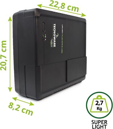 UPS Tecnoware ERA PLUS DC: Джерело безперебійного живлення для відеоспостереження та Wi-Fi, Powerbank 8800mAh, POE 24V/48V, захист від перепадів напруги та відключень до 240 хв