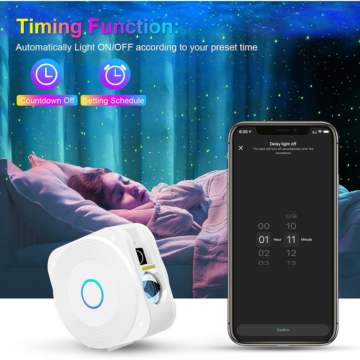 Проєктор зоряного неба PANAMALAR Smart WiFi LED Galaxy для дітей з голосовим керуванням Alexa, таймером, нічник - подарунок на день народження, Різдво (SK23-Білий)