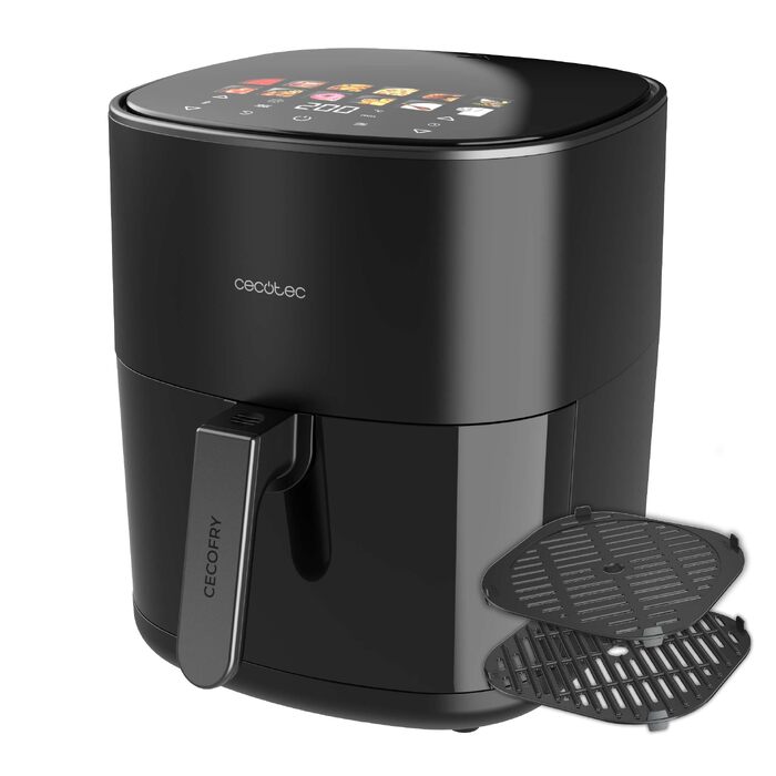 Аерофритюрниця з грилем Cecotec Cecofry & Grill Duoheat 6500, 2200 Вт, 6.5 л, 3-в-1: гриль-панель, повітряний фритюр, подвійний нагрів, 12 програм, чорна