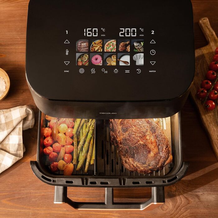 Аерофритюрниця-гриль Cecotec Cecofry & Grill Smokin' 6500 Plus 6.5Л, 2200 Вт, з функцією копчення, подвійним грилем та вікном, чорна