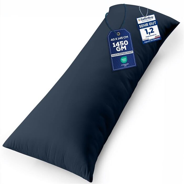 Подушка для вагітних та сну Utopia Bedding, довга подушка для підтримки тіла та шиї, м'який синтепон, 40x145 см, темно-синя
