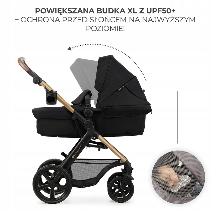 Багатофункціональний візок 3в1 Kinderkraft MOOV 2 з автокріслом MINK PRO, чорний