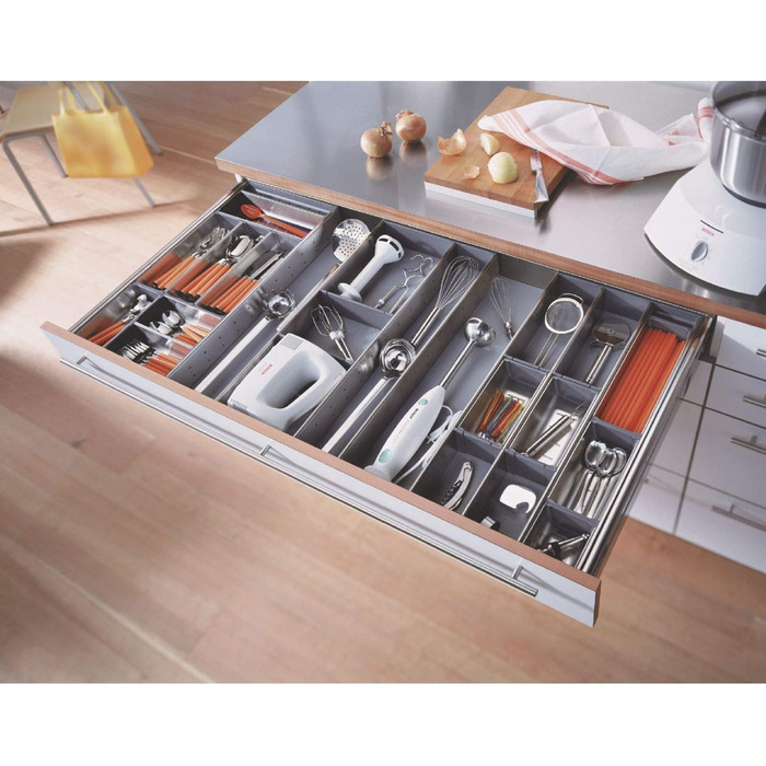 Вставка для столових приборів Blum Orga-Line, набір роздільників, 700-799 мм, сірий пластик