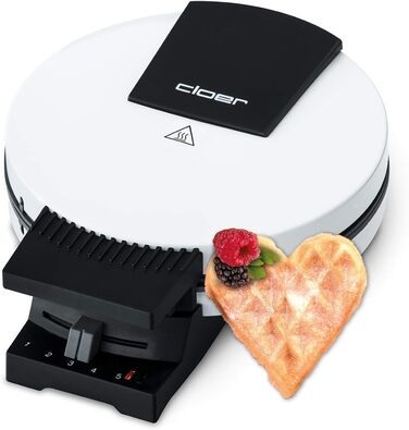 Вафельниця Cloer 171, 930 Вт, 16 см, антипригарна, металева, біла, для серцевидних вафель, без сигналу