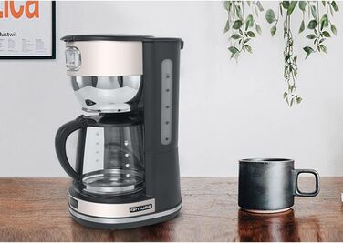 Кавоварка MUSE MS-220 SC з глечиком, 10 чашок, нержавійка, бежевий, аналогова індикація, функція підігріву