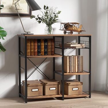 Стеллаж кухонний Sogesfurniture з підставкою для мікрохвильової печі, 90x40x83 см, чорний & горіх (Вінтаж-коричневий)