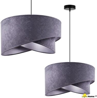 Підвісний світильник Light-Home Milan з абажуром з велюру, індустріальний стиль, темно-сірий і срібний, для вітальні, спальні та їдальні