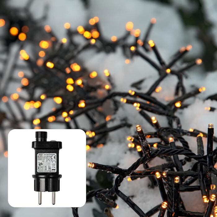 Гірлянда LED hellum 15,98 м, 800 LED, теплий білий, з таймером, для вулиці та приміщень, електрична, для ялинки, зі шнуром