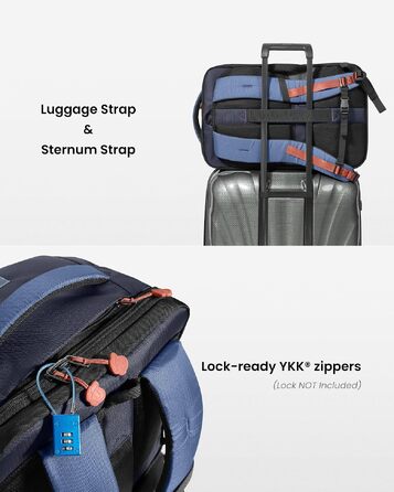 Дорожній рюкзак tomtoc 28L/40L для подорожей та літака, TSA-сумісний рюкзак для ручної поклажі (Coastal Blue-ripstop)