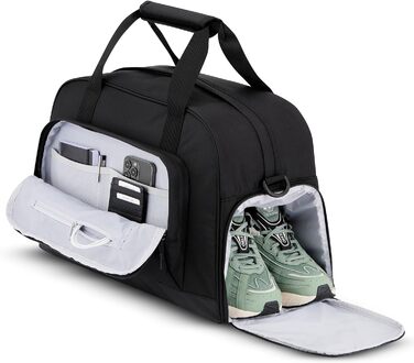 Larkson Weekender Finja Large чорна стильна дорожня сумка з відділенням для взуття, ручна поклажа, водостійка, з переробленого PET, для жінок і чоловіків