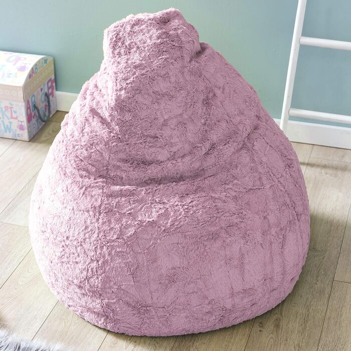 Дитячий пуф Lumaland Fluffy, м'який плюш, 60x45 см, знімний чохол, для кімнати дівчат та хлопців, 120 л, темно-фіолетовий