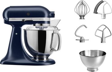 Кухонна машина KitchenAid Artisan — планетарний міксер з чашами з нержавіючої сталі 4.8 л (2 шт.), 5 аксесуарів, колір Ink Blue