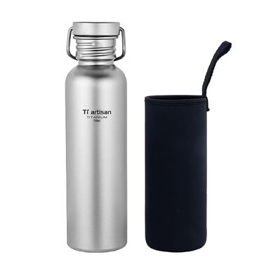 Титанова пляшка для води Ti Artisan Titan-Trinkflasche 750 мл: спортивна, легка, герметична для кемпінгу, хайкінгу, велоспорту