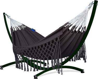Гамак Potenza Medelin Boho для двох з підставкою, 100% бавовна, подвійний, 230x160 см, витримує до 200 кг, стійка до погодних умов