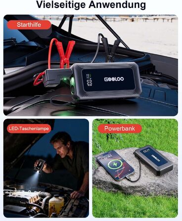 Бустерний пускач GOOLOO A5 4000A з компресором 160 PSI та Powerbank, чорний