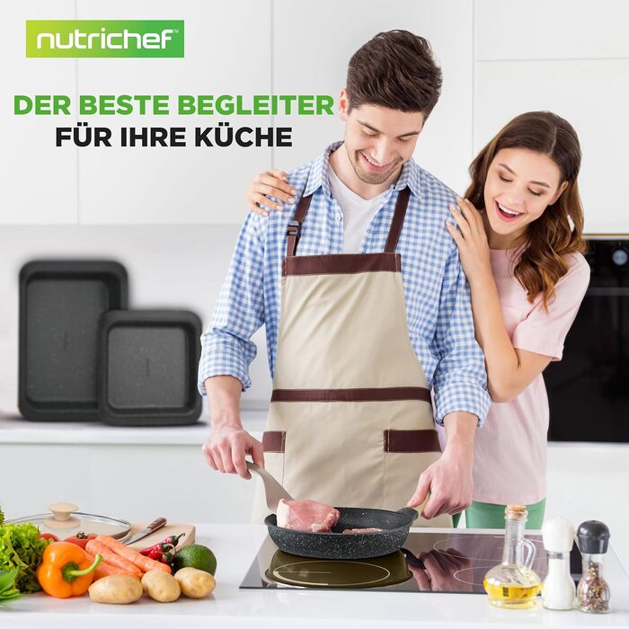 Набір посуду NutriChef 22 предмети антипригарний мармуровий: сковороди, каструлі, аксесуари для кухні (індукція, посудомийна машина)