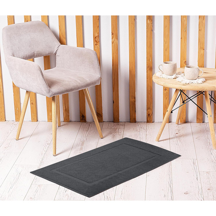 Бавовняний килимок для ванної Utopia Towels, 2 шт, 53x86 см, сірий, махровий, праний