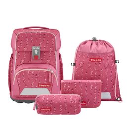 Шкільний рюкзак Step by Step BASIS 'Pink Bubbles' рожевий, ергономічний набір з 4 предметів для дітей 1 класу, 20 л, з рефлекторами та ременями